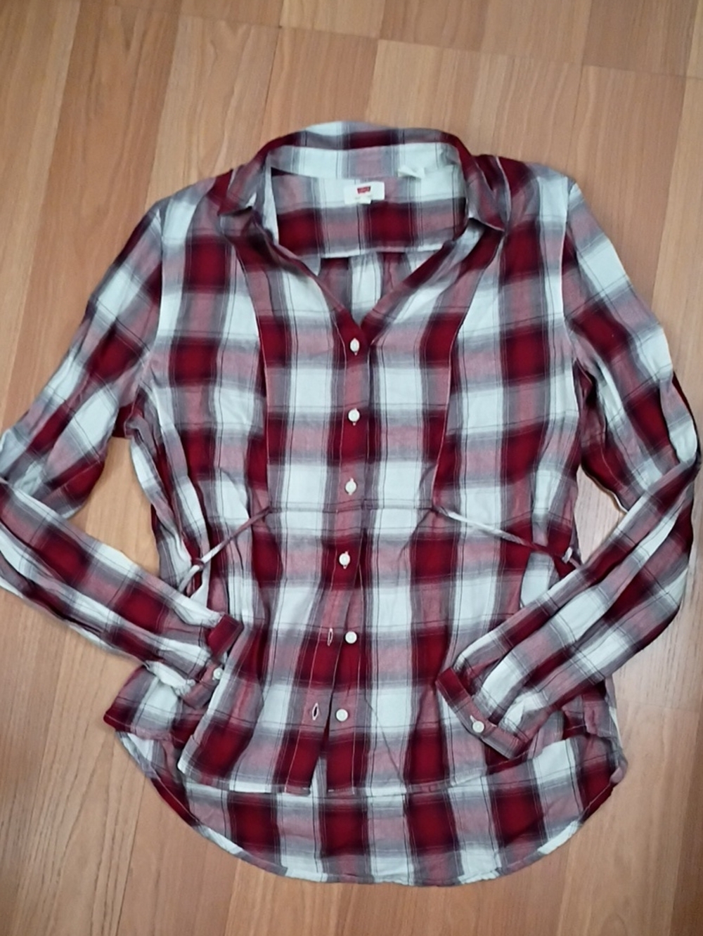Levi's Red and White Plaid Button-Down Shirt